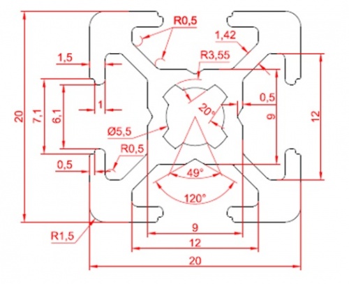 Алюминиевый конструкционный профиль Серия 20 Алюминиевый конструкционный профиль Серия 20
